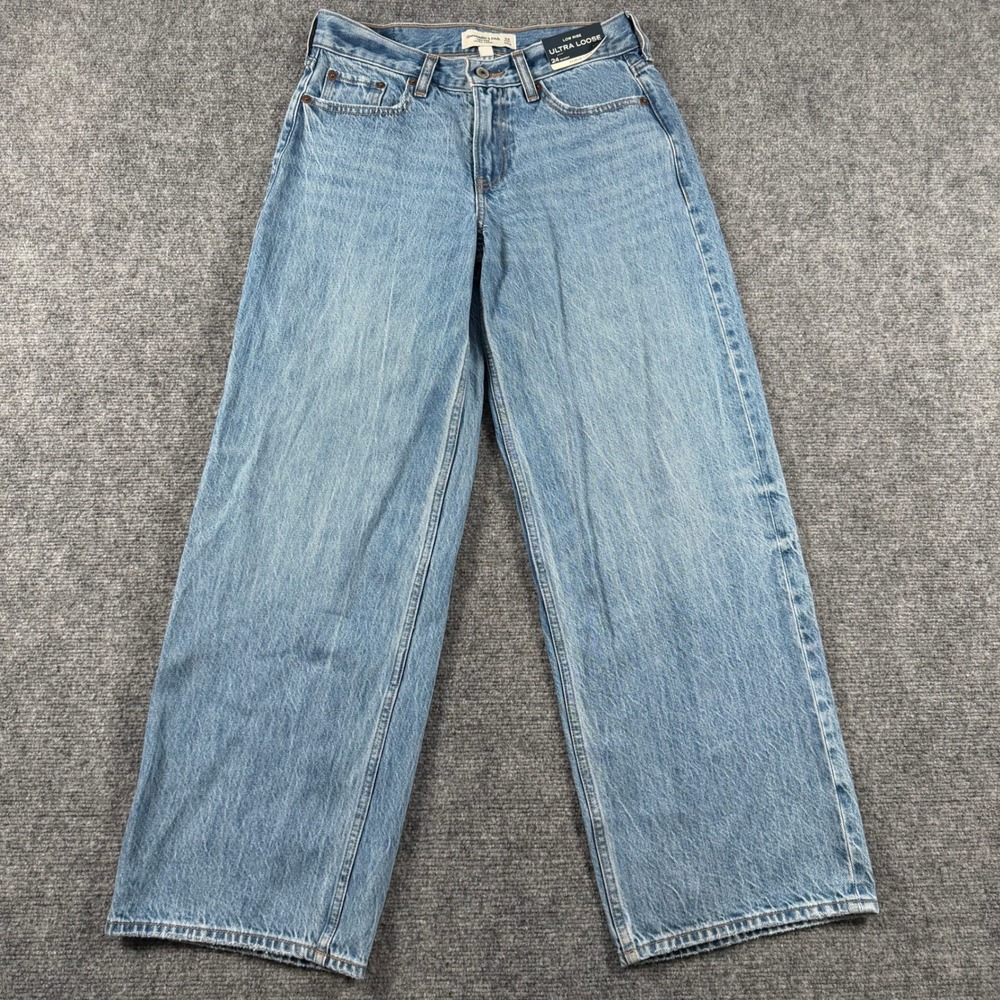 Abercrombie & Fitch Ultra Loose Jeans Womens 24 Short Blue Low Rise Curve Love